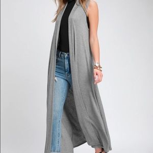 Lulus size small sleeveless gray duster vest.